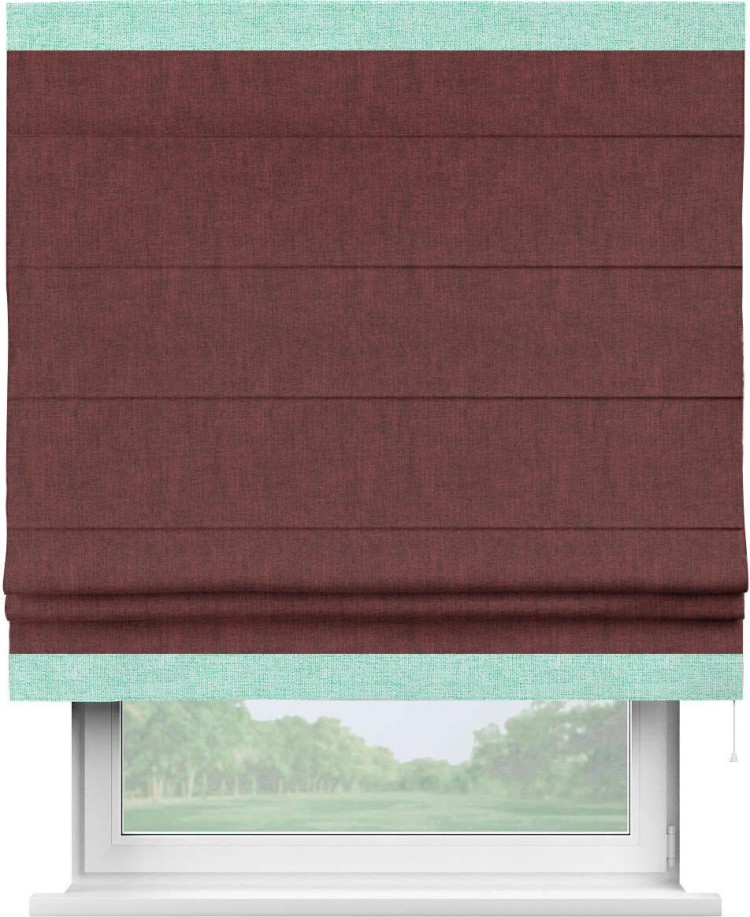 Римская штора «Кортин» с кантом Горизонт, для проема, ткань лён кашемир бордовый
